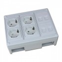 Caja de superficie 4 X Rj45 Keystone con 4 x Schuko blancos