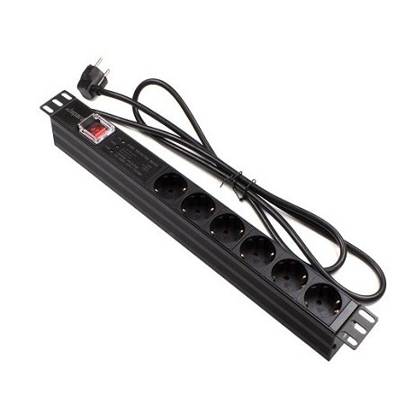 Regleta rack 19" 6 X Schuko con interruptor y protección Lapara Networking