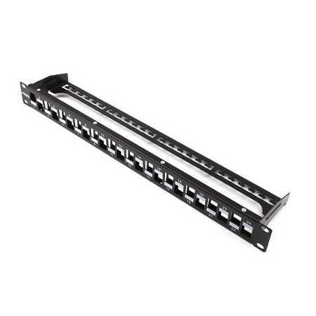 Patch panel rack 1U vacio 24 puertos UTP Lapara Networking