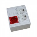 Caja de superficie 2 X Rj45 Keystone con 2 + 1 schuko